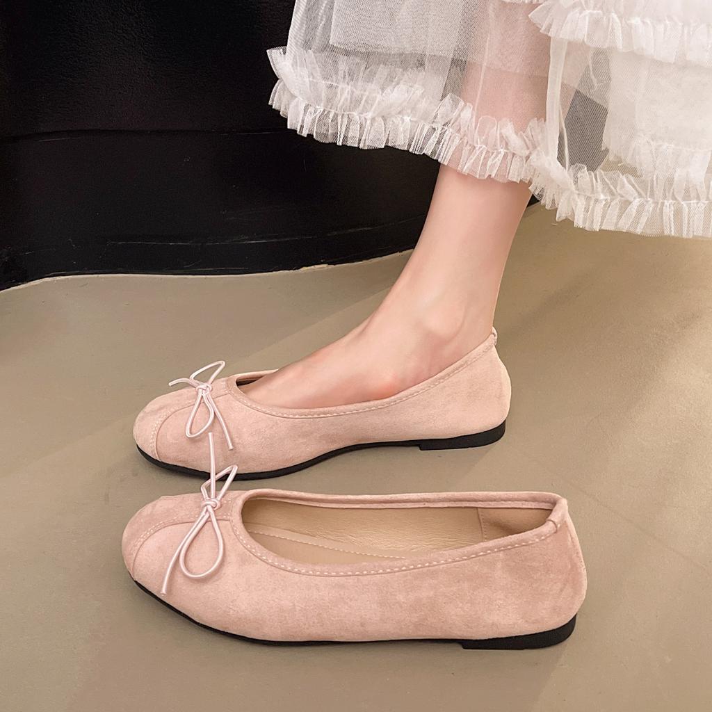 Temperament gentle wind evening ladyshoes shallow mouth skirt women's French spring 2025 red single shoes with flat ballet