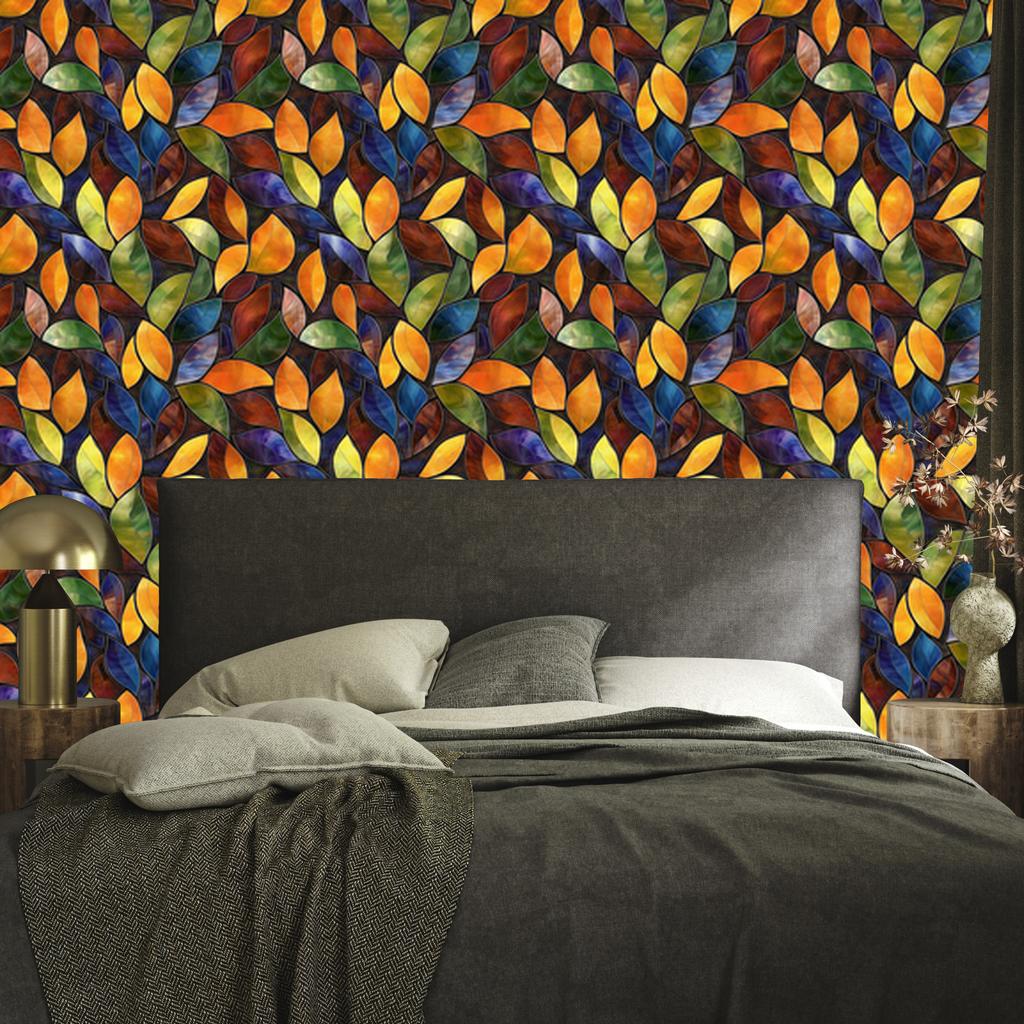 Stained Glass Wallpaper Gold, Yellow and Rust for Living Room and Bedroom 50x1000