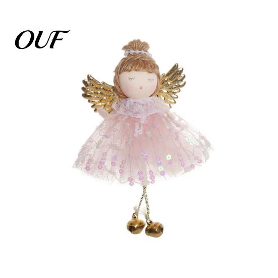 Angel Doll Christmas Tree Ornaments Ornaments, Cute Plush Pendant with Small Gift Box Hanging Accessories Bell for Tree, Holiday Home Party