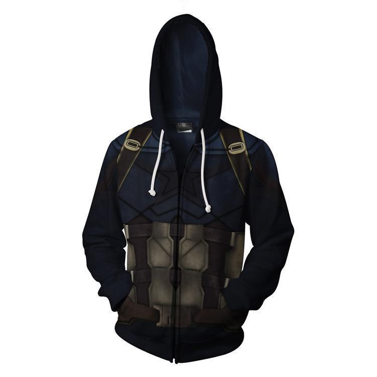 Autumn Men's Captain America Zipper Hoodie Sweatshirt