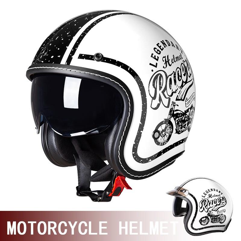 3/4 Open Face Motorcycle Helmet Cruiser Scooter Retro Vintage Riding Street Bike Safety Gear