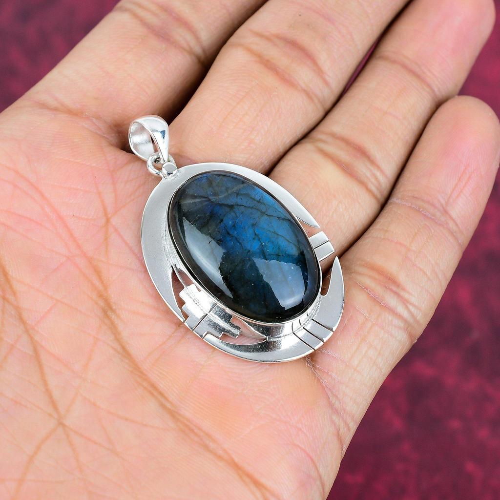 Labradorite Pendant, Handmade Gemstone 925 Sterling Silver Pendant Antique Jewelry, For Gift Silver Jewelry