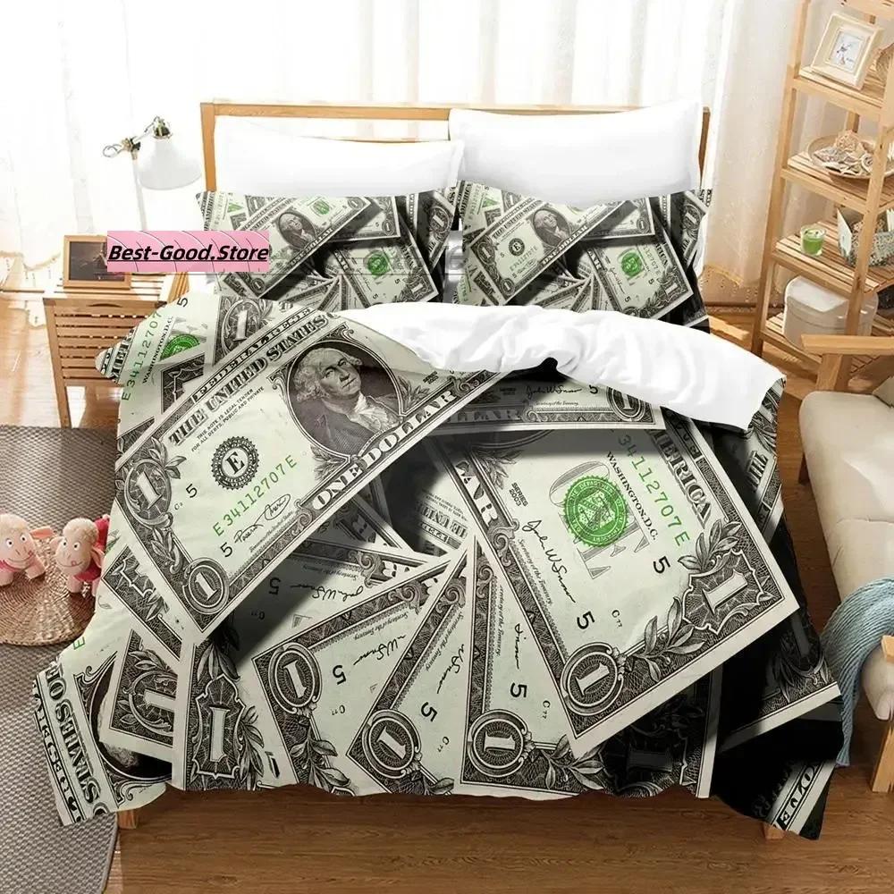 Dolar Beding Set Single Twin Ful Quen King-Sized Dimensionsd Dimensions Bed Linen Set Aldult Kid Bedrom Duvetcover Sets 3D Print Money bed shet set