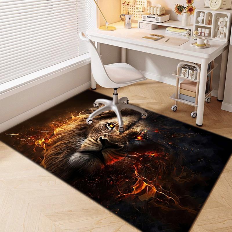 Tappeto Tappetino Stampato con Motivo Leone 1Pz per Soggiorno Camera da Letto Casa Decorazione Divano, Tappetino Antiscivolo Tappetino per Pavimento