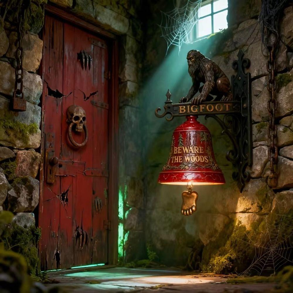 3D Sculpted Krampus Decorative Ornament Wall-Mounted Resin Decorative Hanging Bells Door Corridor