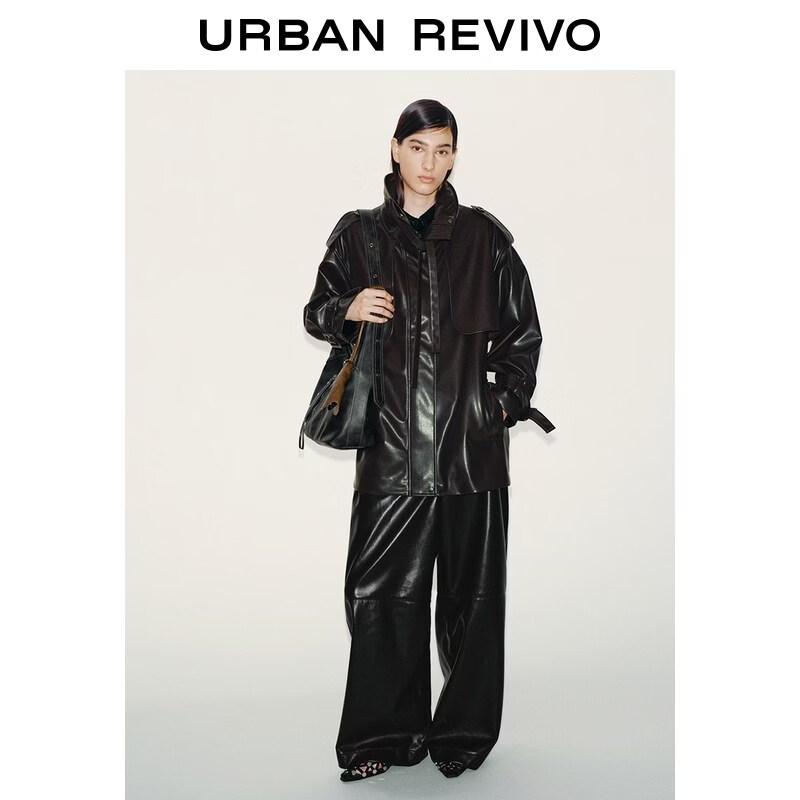 UR 2026 Spring Retro PU Belt Loose Windbreaker