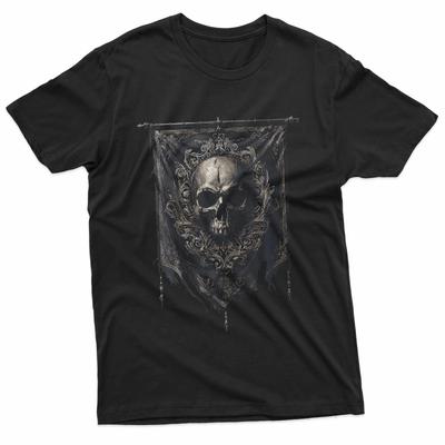 Gothic Skull Banner - Dark Ornament 100% Cotton T-shirt Mens Tees Top