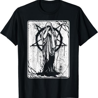 Satanique Occulte Maléfique 666 Pentagramme Art Sombre Gothique T-Shirt