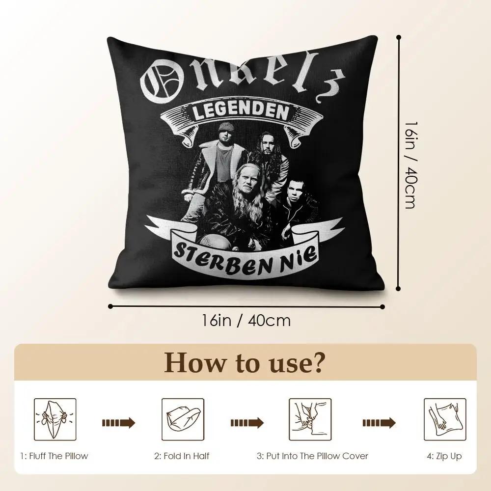Band B-Bohse Onkelz Cushion Cover Natural Linen Organic Fabric Double-Sided Printing Sofa Home Decor Gift Pillow Case