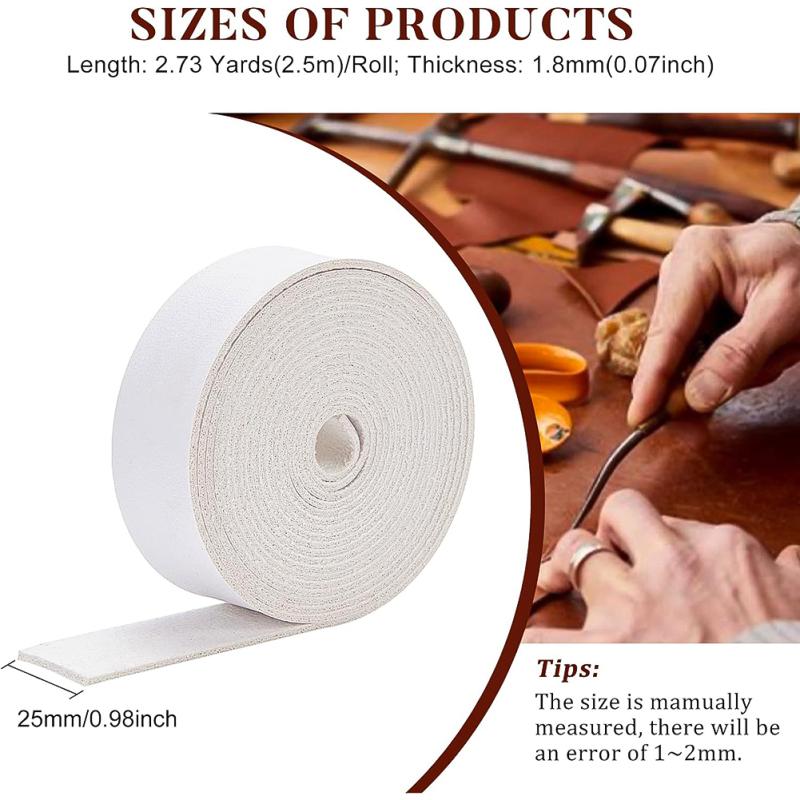 1 Inch Wide Single Side Leather Strip 98 Inch Long Double Sided Smooth Leather Strip for DIY Craft Projects Pet Collars Belts
