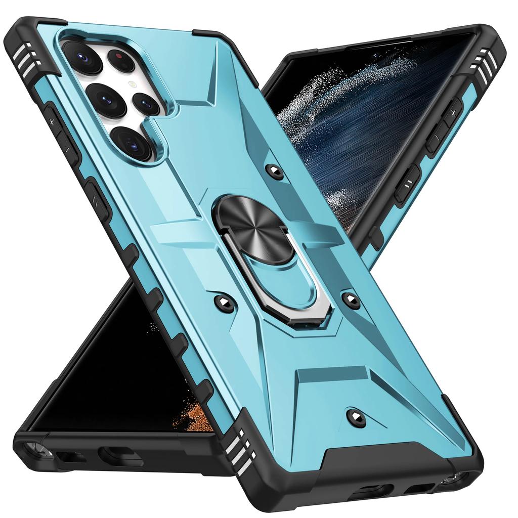 For Samsung Galaxy S22 S23 S24 S25 Ultra Plus A14 A34 A54 A15 5G Shockproof Heavy Duty Armor Phone Case Cover Ring Kickstand