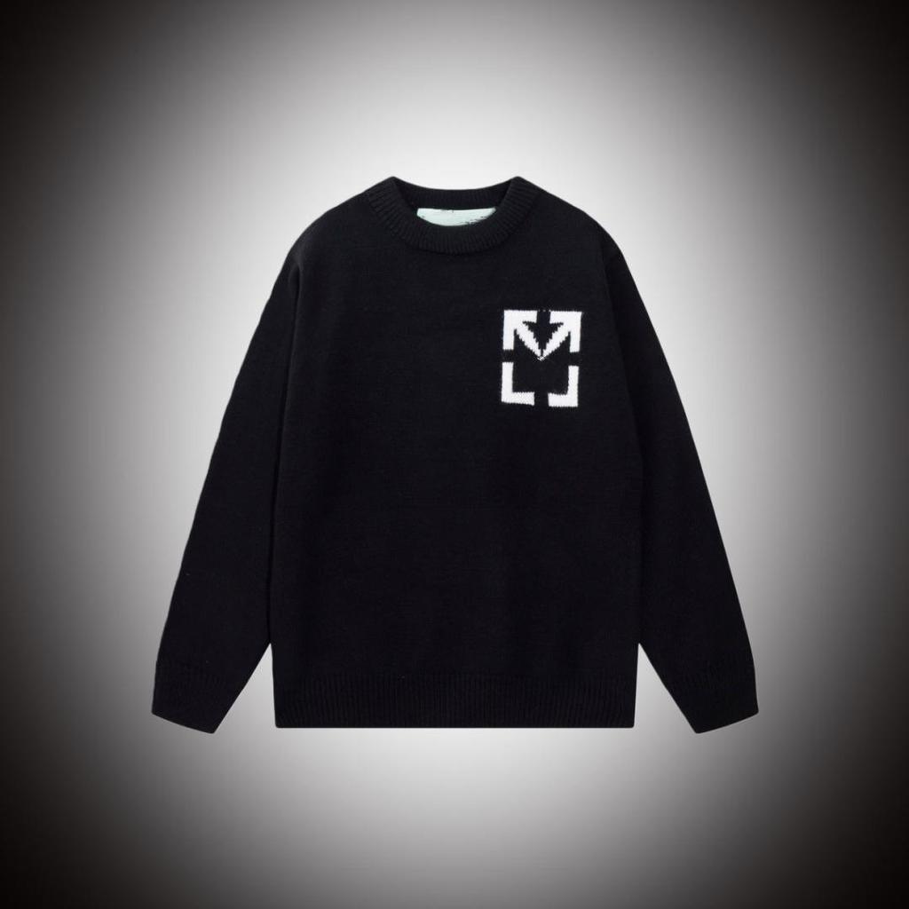 Off-White Arrow Jacquard Unisex Rundhalsad Tröja – Höst Vinter Vardagsmode.