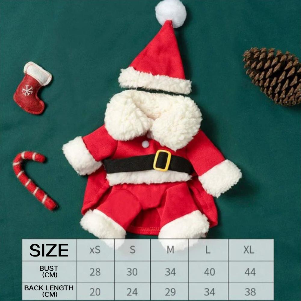 Pet Xmas Santa Suit With Cap Easy To Wear, Adjustable Design. For Xmas Party