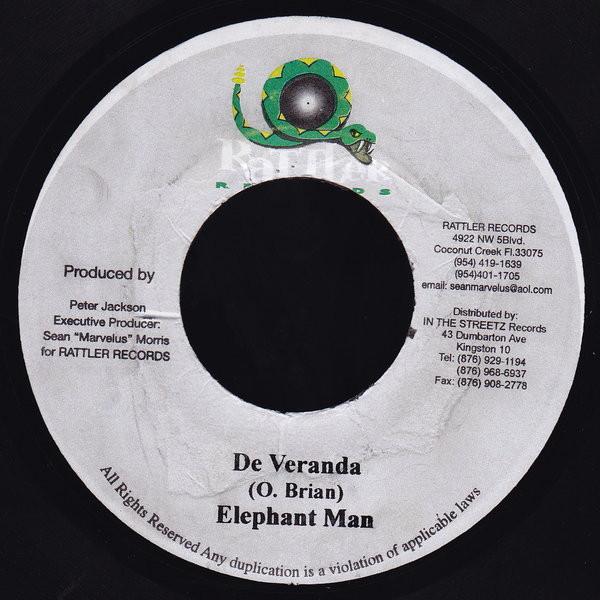 7inch Record ELEPHANT MAN / POWERMAN - De Veranda / Ina Dem NONE Rattler Records 2003 Jamaica Reggae, Ska & Dub Used