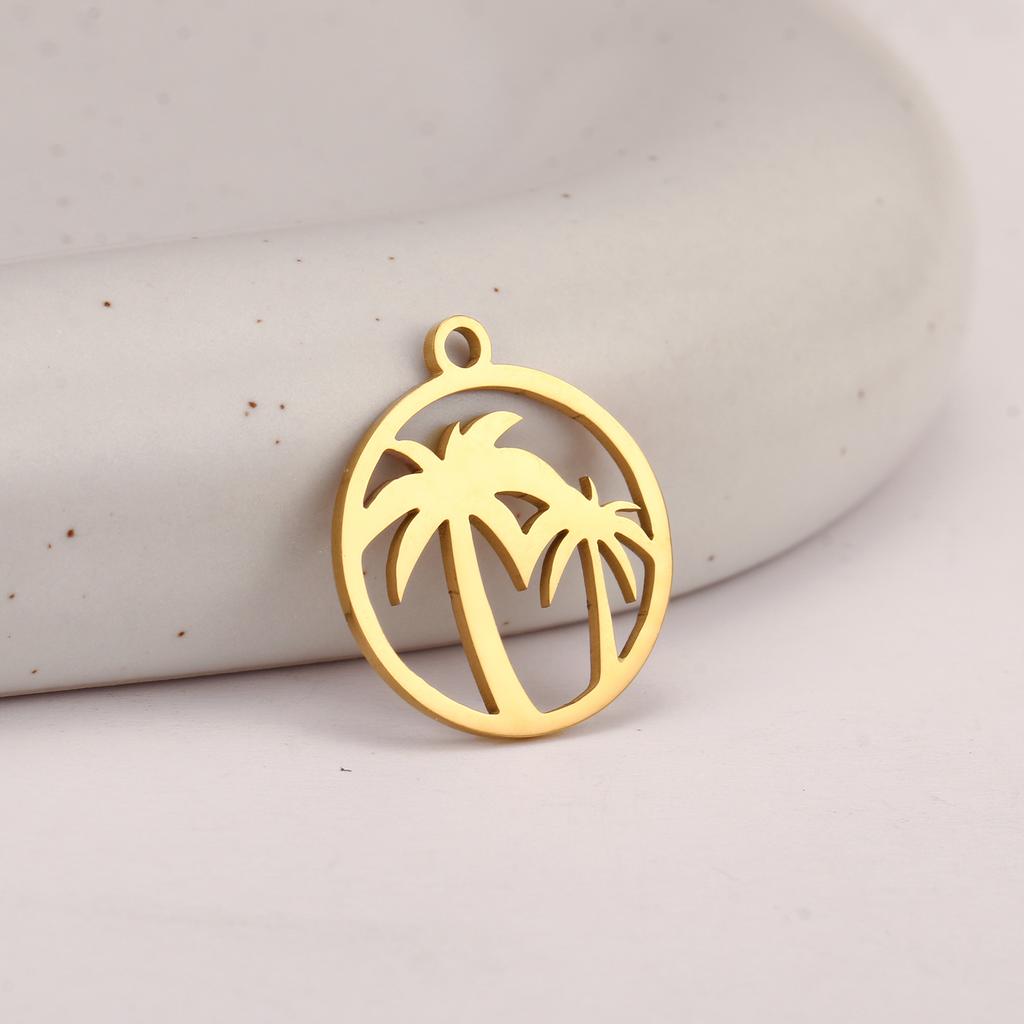 5Pcs Pineapple/Monstera Leaf/Tropical Hawaii Palm Tree Charms Stainless Steel Conch Pendant DIY Bracelet Necklace Jewelry Making
