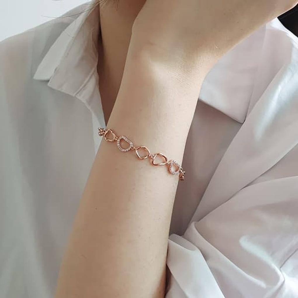 Women's 925 Silver Mini Stone Circle Layered Bracelet