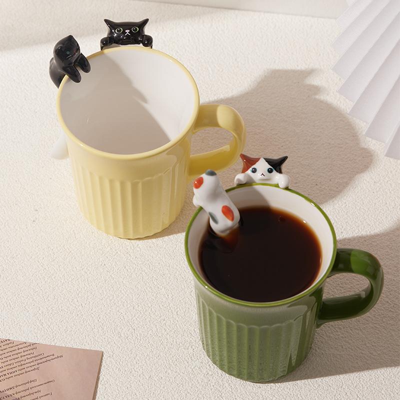 Japanese Ceramic Mug Cute Cat Coffee Cup Cute Cat Shape Design Niche Milk Cup Water Cup