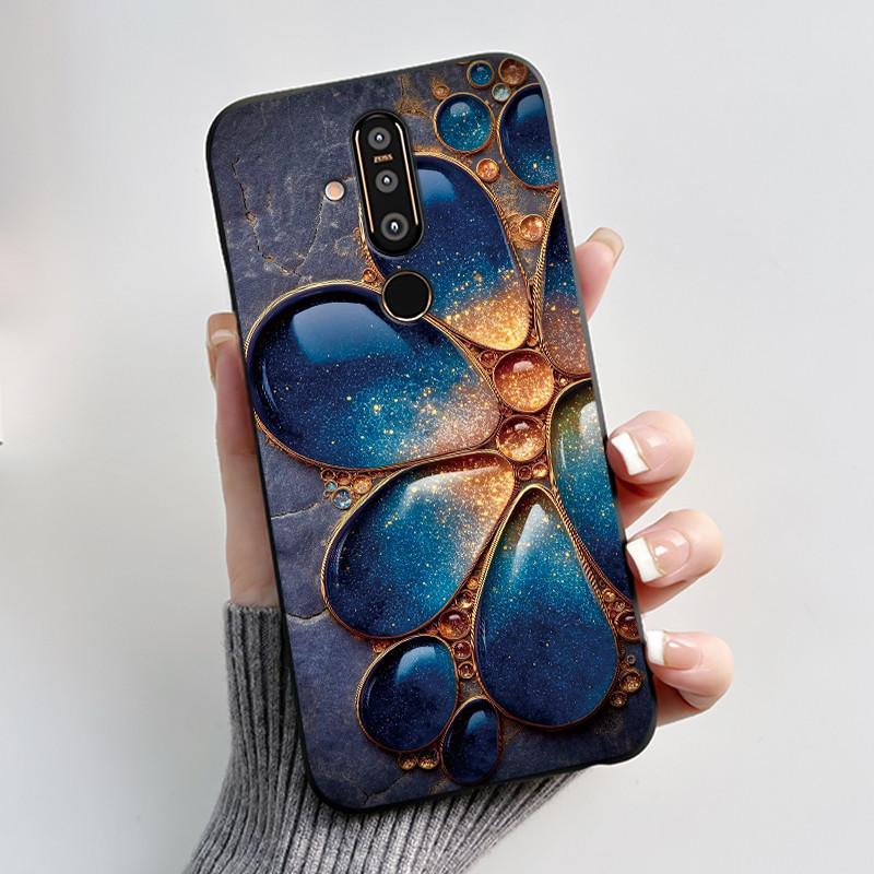Case For Nokia 8.1 Plus/Nokia X71 Phone Casing Vast Grasslands With Beautiful WildFlowers Pattern Soft Black Anti-Scratch Case