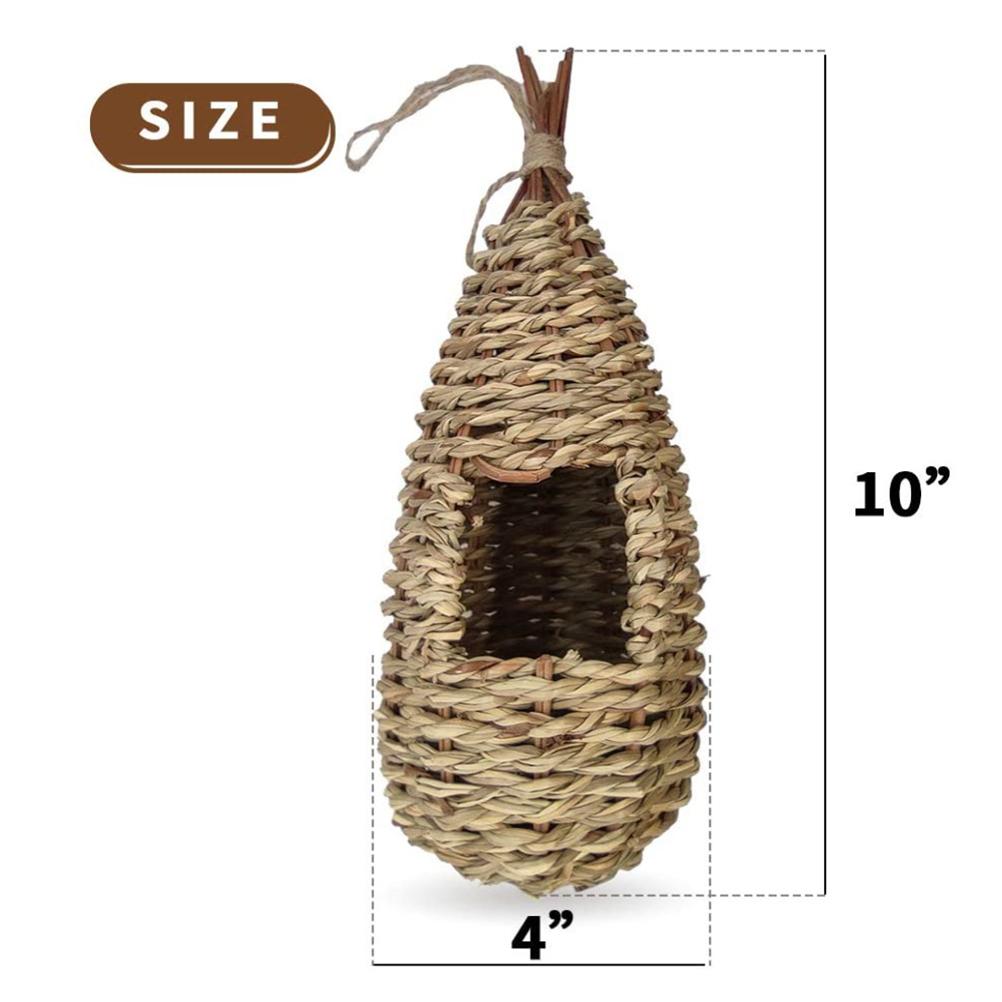 Humming Bird Houses for Outside Hanging Natural Grass Hanging Bird Hut Hand Woven Hummingbird Nest