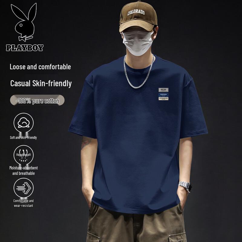 

PLAYBOY Men s 2026 Summer Loose Fit Cotton T-Shirt L