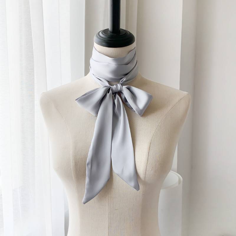 5x200cm Solid Color Silk Scarf for Women Versatile Narrow and Long Neckerchief Silk Satin Headband Fashionable Decoration Ribbon