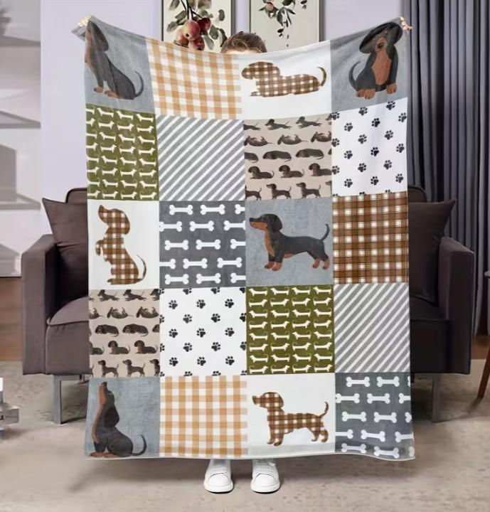 Dachshund Blanket Flannel Gift, Lightweight Plush Throw, Warm for Sofas & Beds, Perfect for Holidays Blanket