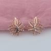 Rose Gold Leaf Shaped Stud Earrings for Women Elegant Plant Design Jewelry Gift