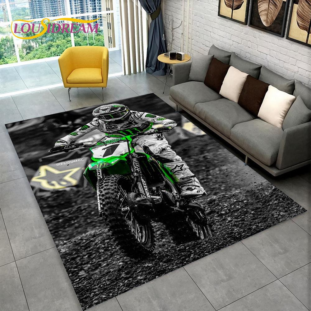 3D Motorcycle Racing Area Rug Large,Carpet Rug for Home Living Room Bedroom Sofa Doormat Decoration,Kid Play Non-slip Floor Mat
