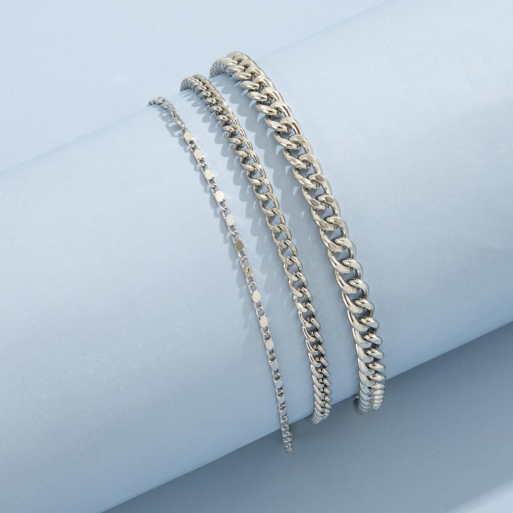 Fashion, Temperament Simple Metal Chain Retro Creative Japanese Chain Anklet Three-piece Set