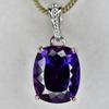 925 Sterling Silver Purple Tanzanite Pendant 24 Ct Natural Cushion CERTIFIED