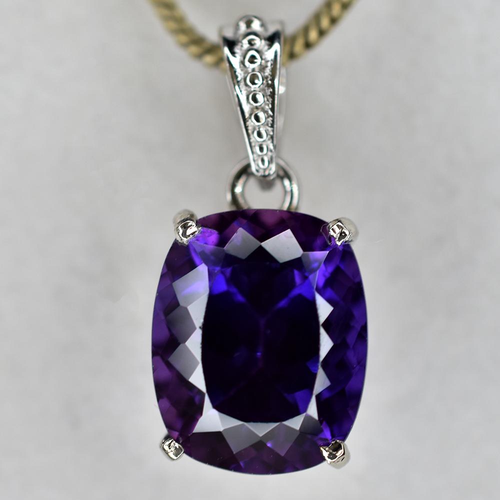Natural Purple Tanzanite Pendant 925 Sterling Silver 24 ct Cushion Gemstone Jewelry Gift