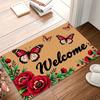 Floral Welcome Entrance Mat, Non-Slip Washable Floor Rug, Indoor Outdoor Home Decor