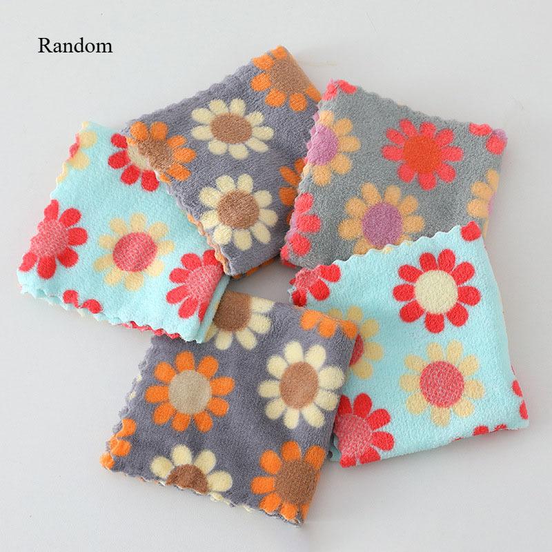 5Pcs/set Coral Fleece Sunflower Cleaning Cloth Rags Absorbent Kitchen Dish Cloth Household Cleaning Cloth Wiping Towel