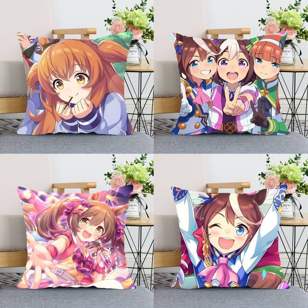 Uma Musume Pretty Derby Throw Pillow Covers Pattern Cushion Cover Suitable For Sofa Bedroom Car Pillow Cover