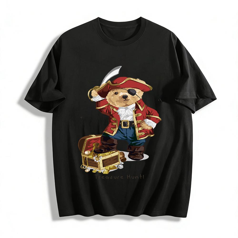 

Kids Pirate Treasure Hunt Bear Print Casual Top Pure cotton T-shirt XXS