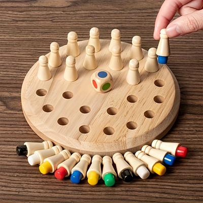 1 Set, Wooden Memory Matching Game, Portable Family Strategy Board Game, Suitable for Holiday Gifts and Brain Training