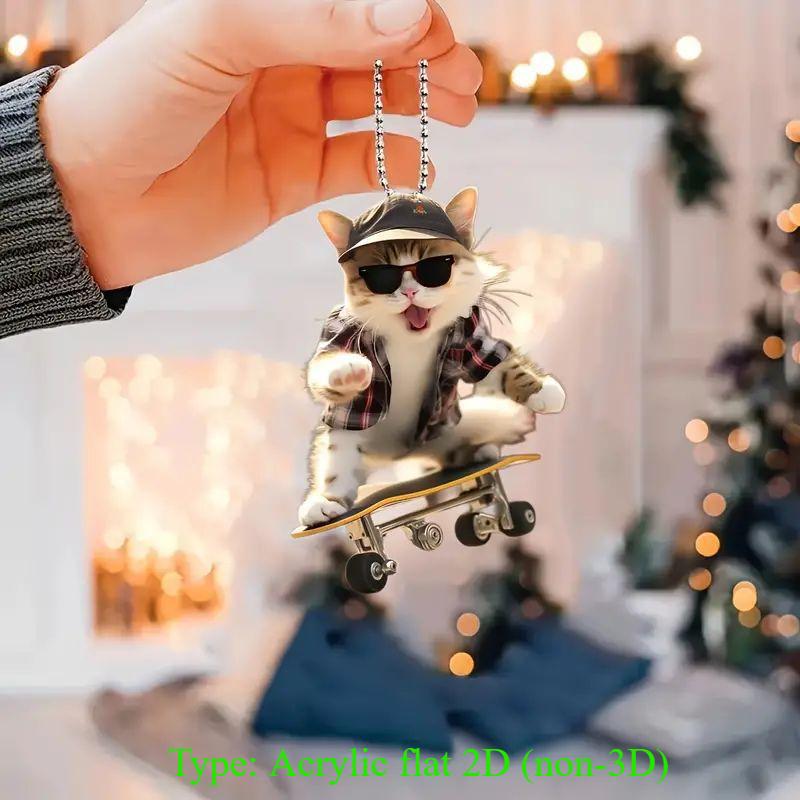 New Acrylic Flat 2D To Cool Skateboard Cat Pendant Pendant Backpack Pendant Keychain Pendant