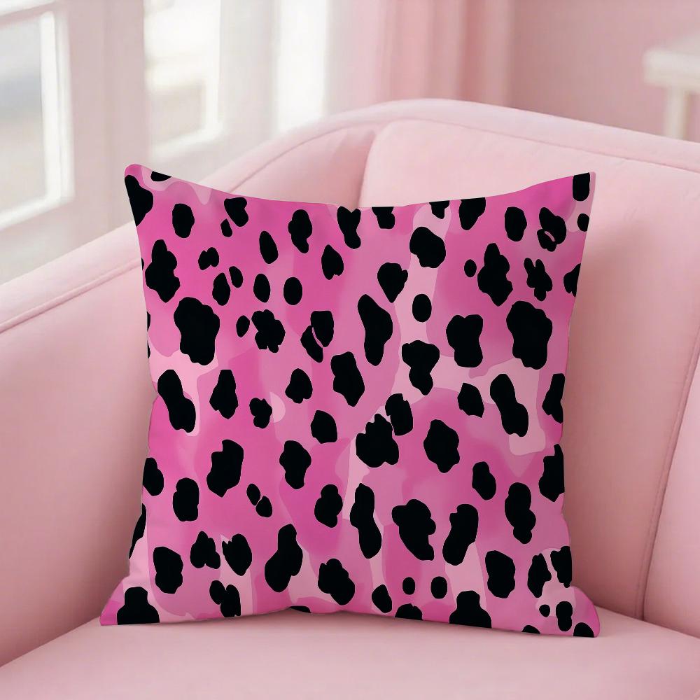 Pink Fashion Leopard Print Pattern Pillow Case PillowCover Square PillowCase Sofa With For Pattern Comfortable Cushionsuitable