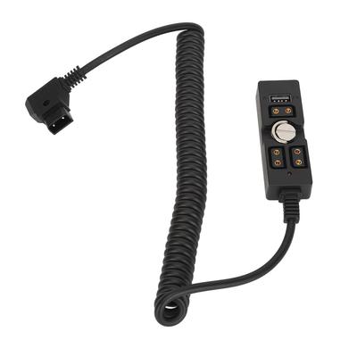 D Tap Male To 3 Port Female Splitter with 5V USB Indicator 1/4in Hand Screw Power Cable Connector