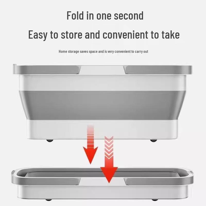 Foldable Bucket Wash Mop: Portable, Flat Design for Car & Home Use