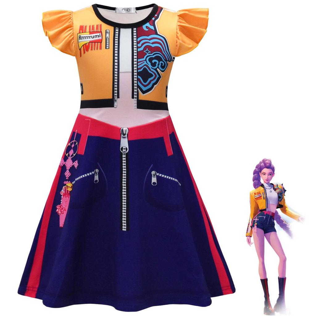 New Style Girls Flutter Sleeve Dress Witch Cosplay Children's Dress Role Play Dress