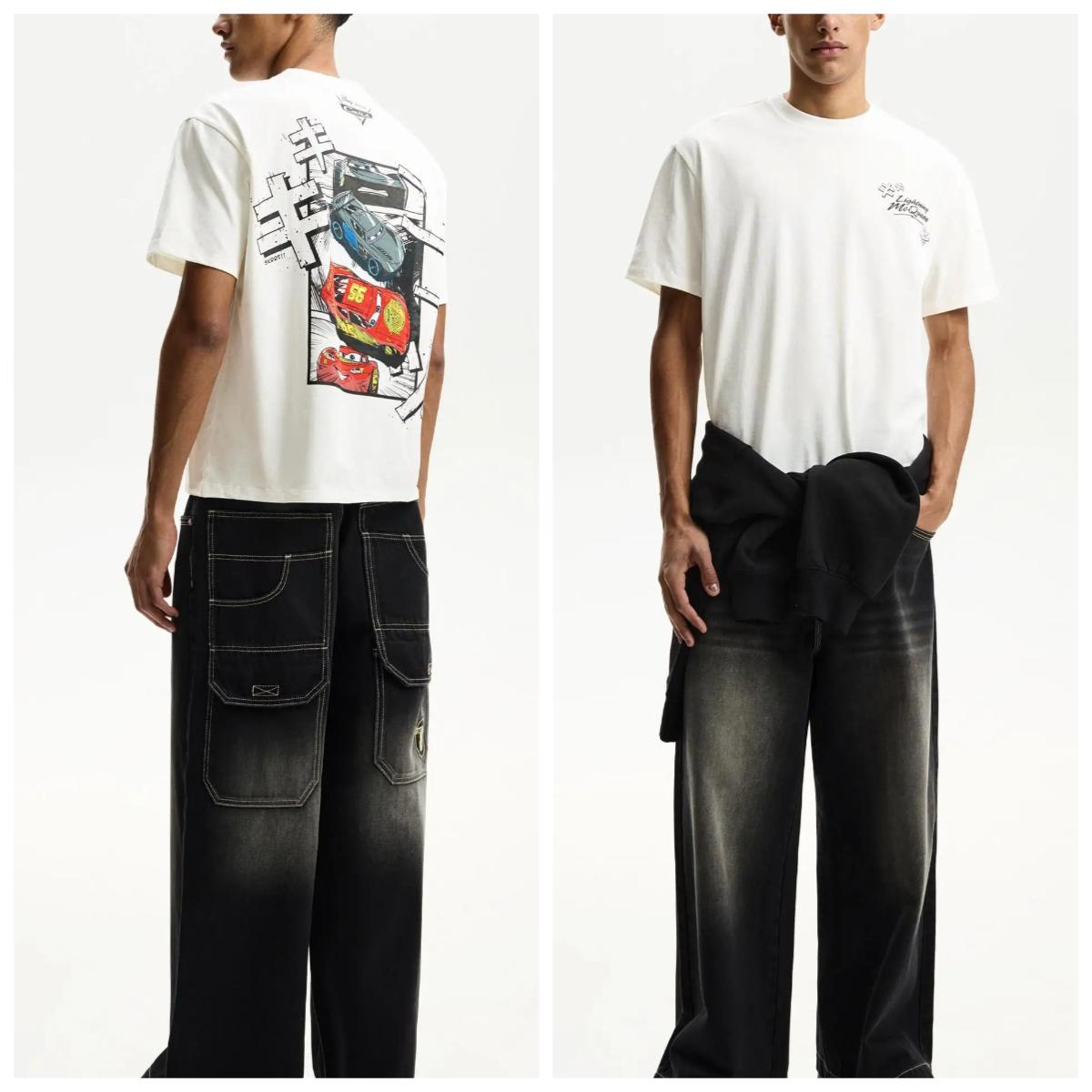 Lightning McQueen 95 Bedrucktes T-Shirt Herren Damen Lässig Baumwolle Oversized Y2k Kurze Ärmel Street Hip Hop Damen Herren Kleidung M