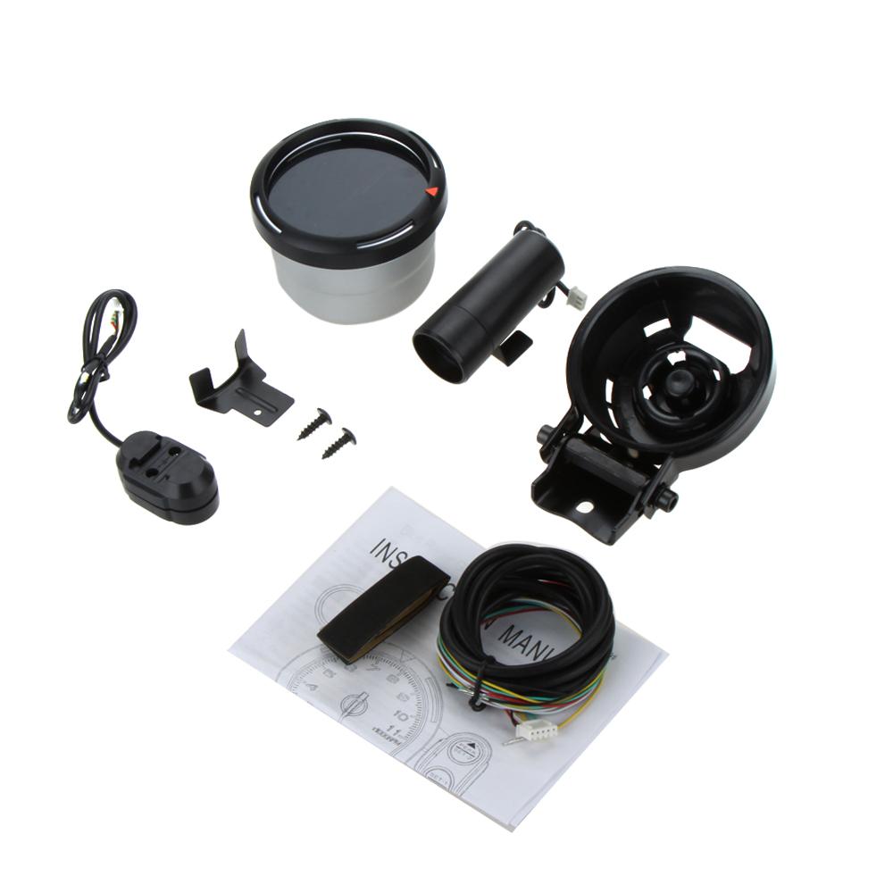 3.5'' Pointer Tachometer Kit Blue LED Pointer Display Tachometer Car Gauge Black Mirror Silver Ring