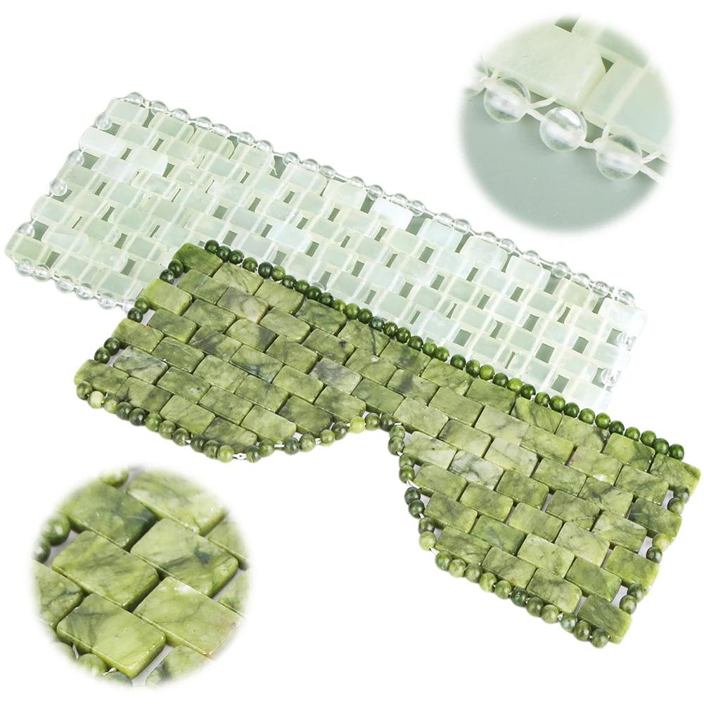 Jade Eye Mask Facial Cooling Mask Alleviate Puffiness Sleeping Eye Mask 100% Real Jade Stone Beads for Hot & Cold Therapy
