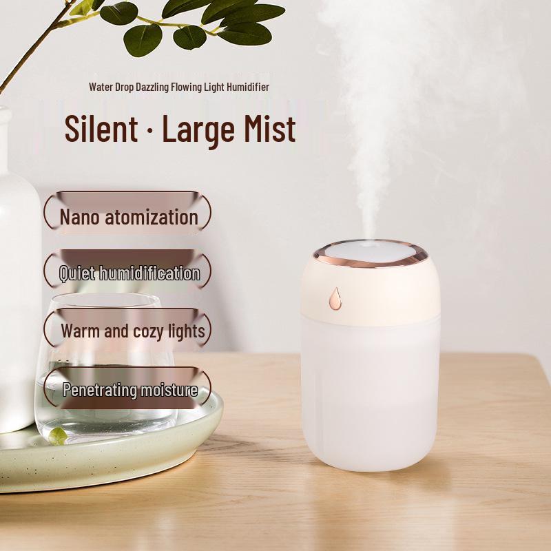 Mini USB Water Drop Humidifier with Colorful Light for Home and Desktop