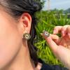 Needle French Light Luxury Temperament Retro Earrings Color Spinel Zircon Creative Earrings Stud Earrings