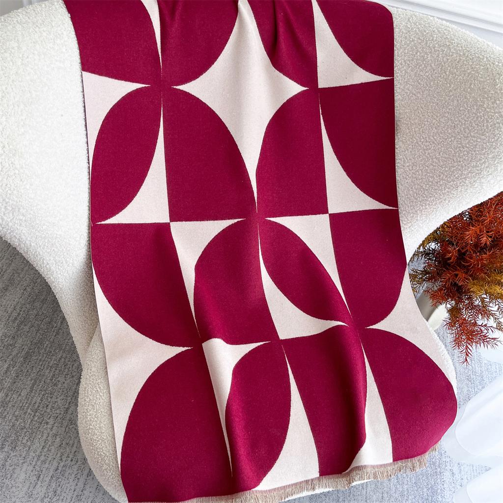 Autumn And Winter Versatile Color Matching Double-Sided Plaid Imitation Cashmere Scarf Dual-Purpose Thickened Warm Scarf Shawl Women