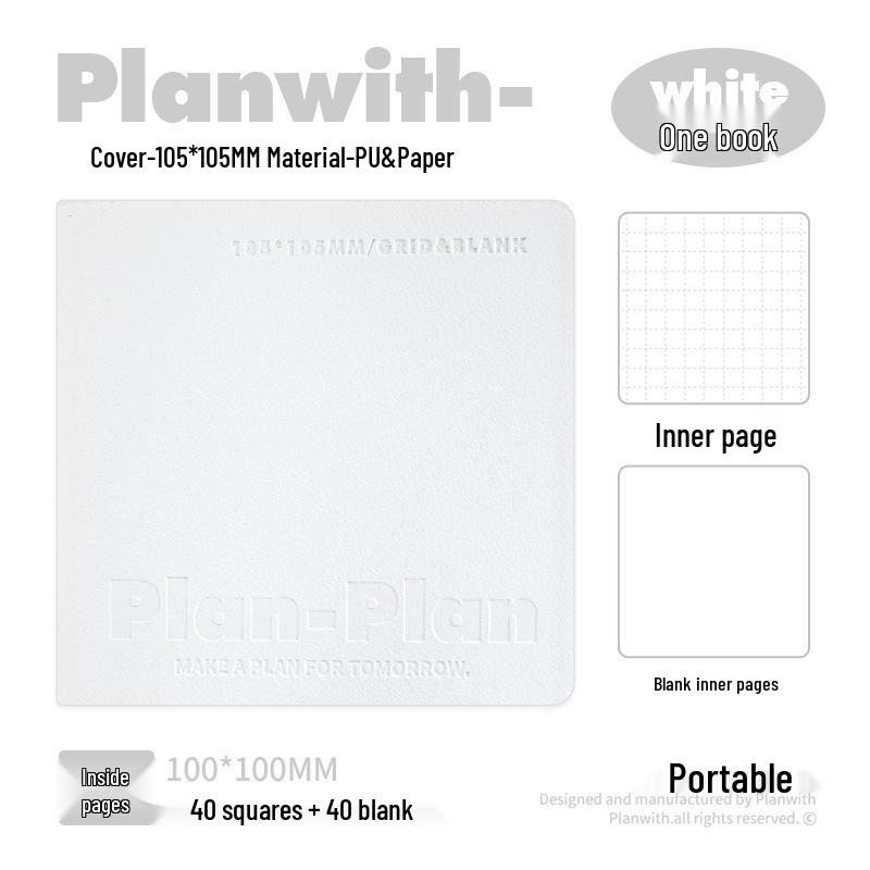 CUBE Planwith Portable Softcover Notebook - Waterproof PU Leather, Stitch-Bound, Pocket Size, 100g Paper