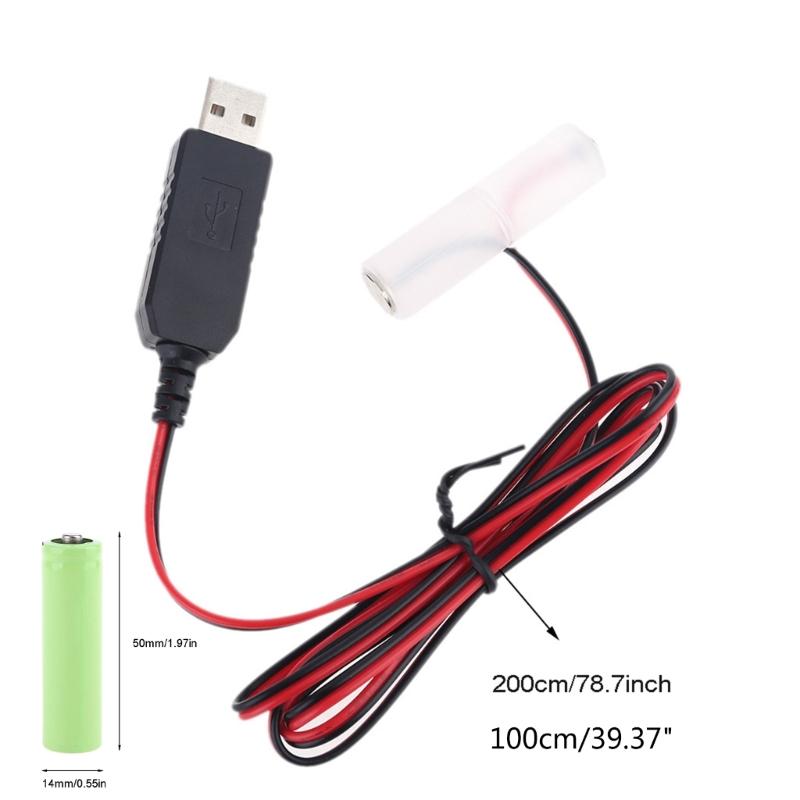 AA Battery Eliminator Cable with Type-C Converter USB or Type-C Input 5V2A  AA Dummy-Battery Output 1.5V/3V/4.5V/6V