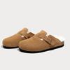 Fashion Women's Slippers 2025 Autumn Winter Leather Round Toe Slippers Couple Slippers Outdoor Casual Keep Warm Women Suede Slides Mujer